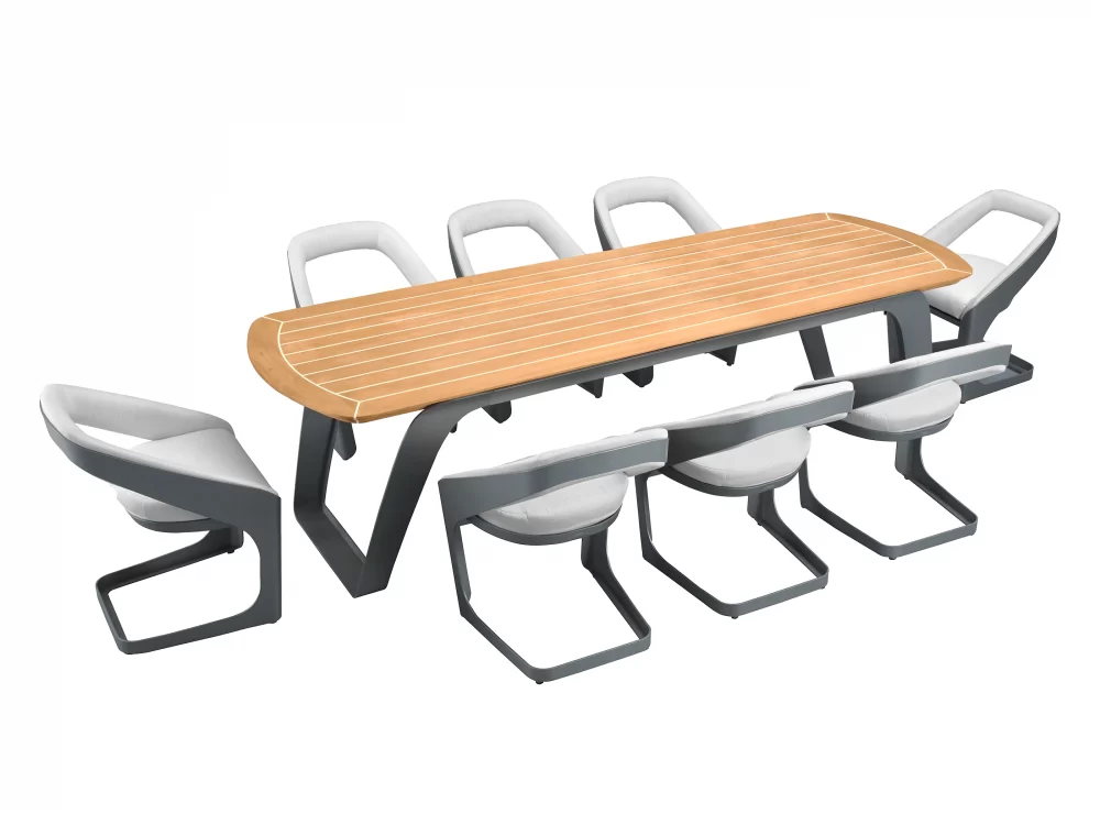 Set masă și 8 scaune grădină, design by Pininfarina