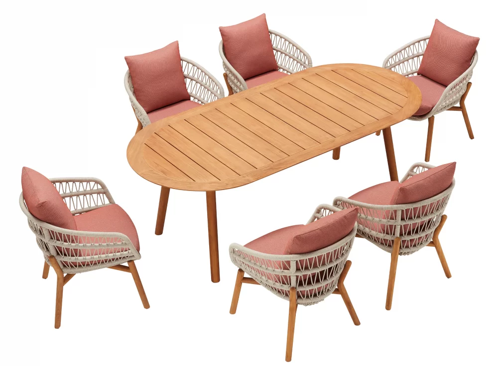 Set masă ovală și 6 scaune grădină